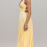 Marigold | Pleated V-Neck Maxi Dress