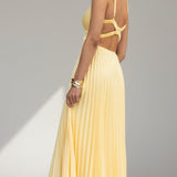 Marigold | Pleated V-Neck Maxi Dress
