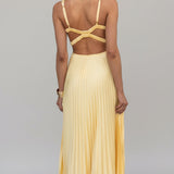 Marigold | Pleated V-Neck Maxi Dress