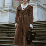 Rebecca | Suede Double Breasted Trench Coat