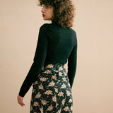 VeilSoft | Sheer Lace Knit Top with Stand Collar