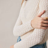 VeilSoft | Sheer Lace Knit Top with Stand Collar