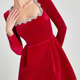Velora | Velvet Square Neck Mini Dress
