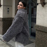 Shearline | Oversized Faux Shearling Coat with Textured Finish