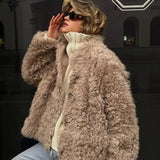 Shearline | Oversized Faux Shearling Coat with Textured Finish