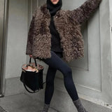 Shearline | Oversized Faux Shearling Coat with Textured Finish