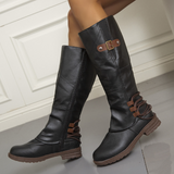 Lilo | Knee High Boots Leather Look Buckle Detail