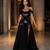 Isadora Noire | Off Shoulder Slit Maxi Dress