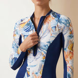 TropiWave | Long Sleeve Zip Front Tropical One Piece Swimsuit