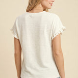 Aroa Vivienne | Ruffle Sleeve Textured T Shirt