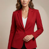 Rivanea | Tailored Blazer Lapel Collar Button Closure Slim Fit