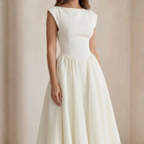 Cirelle | Cap Sleeve Midi Dress Structured Timeless Elegance