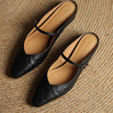 Virelia | Leather Mary Jane Mules Refined Pointed Comfort