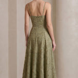 Sage Élodie | Jacquard Wedding Guest Maxi Dress