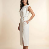 Valerie Montclair | Button Detail Midi Dress
