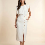 Valerie Montclair | Button Detail Midi Dress