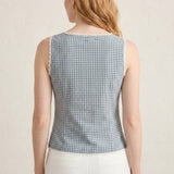 Rosalie Arden | Blue Plaid Boat Neck Tank Top