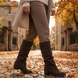 Cocoa Drift | Slouchy Suede Mid Calf Boots Low Block Heel
