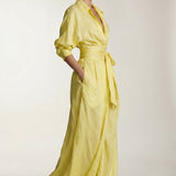Goldie Soleil | Tie Waist Linen Blend Maxi Dress