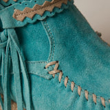 Verliana | Fringe Mid Calf Boots Rounded Toe Textured Sole