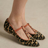 Savrienne | Leopard T Strap Flats Effortless Statement Comfort