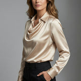 Liora | Pleated Satin Blouse