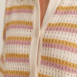 Bianci | Striped Knit Blouse High Waist Shorts Set