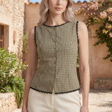 Avelisse Monroe | Plaid Boat Neck Tank Top