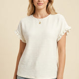 Aroa Vivienne | Ruffle Sleeve Textured T Shirt