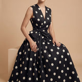 Monroe Celestine | Polkadot Wrap Midi Dress