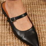 Virelia | Leather Mary Jane Mules Refined Pointed Comfort