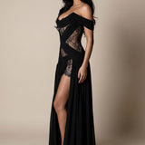 Isadora Noire | Off Shoulder Slit Maxi Dress