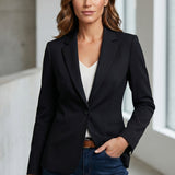 Rivanea | Tailored Blazer Lapel Collar Button Closure Slim Fit