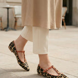 Savrienne | Leopard T Strap Flats Effortless Statement Comfort