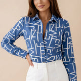 Azura | Graphic Print Button Up Shirt Structured Statement Style
