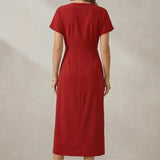 Almira | Casual V Neck Midi Dress