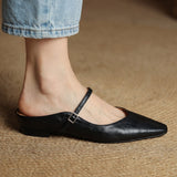 Virelia | Leather Mary Jane Mules Refined Pointed Comfort