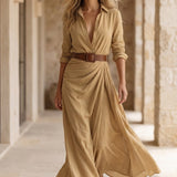 Elvira | Belted Lapel Maxi Dress