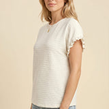 Aroa Vivienne | Ruffle Sleeve Textured T Shirt