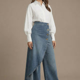 Elvoria | Wrap Style Pants Decorative Buttons