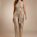Isabella | Sequin Belted Evening Jumpsuit