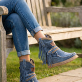 Verliana | Fringe Mid Calf Boots Rounded Toe Textured Sole