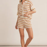 Bianci | Striped Knit Blouse High Waist Shorts Set