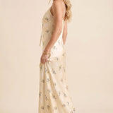 Liora Satin | Floral Lace Trim Midi Summer Slip Dress