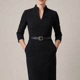 Valerique | Belted Midi Dress Structured Timeless Elegance