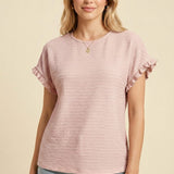 Aroa Vivienne | Ruffle Sleeve Textured T Shirt