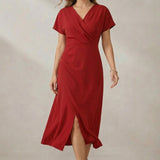 Almira | Casual V Neck Midi Dress
