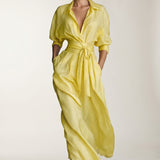 Goldie Soleil | Tie Waist Linen Blend Maxi Dress