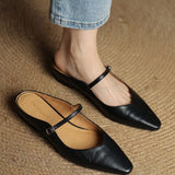 Virelia | Leather Mary Jane Mules Refined Pointed Comfort