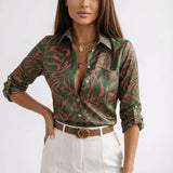 Azura | Graphic Print Button Up Shirt Structured Statement Style